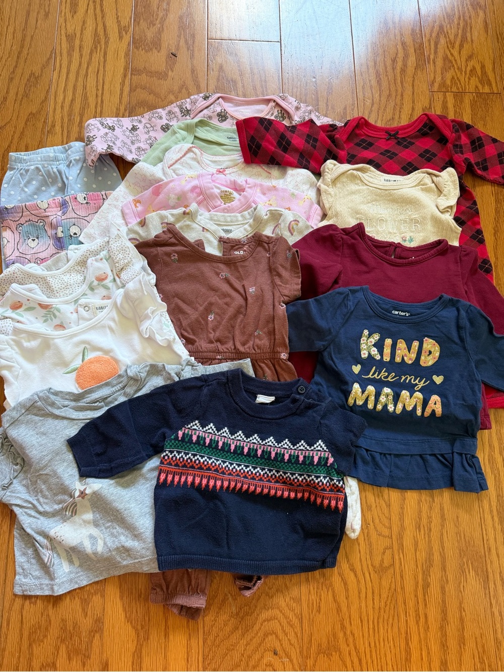Lot of 17 little girls clothes Carter's Navy Long-Sleeve shirt one piece 6-9 m